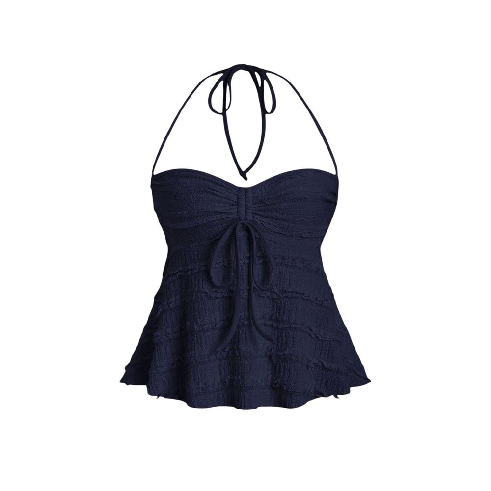 Peplum Halter Top - Y2k Babydoll Cami (S)